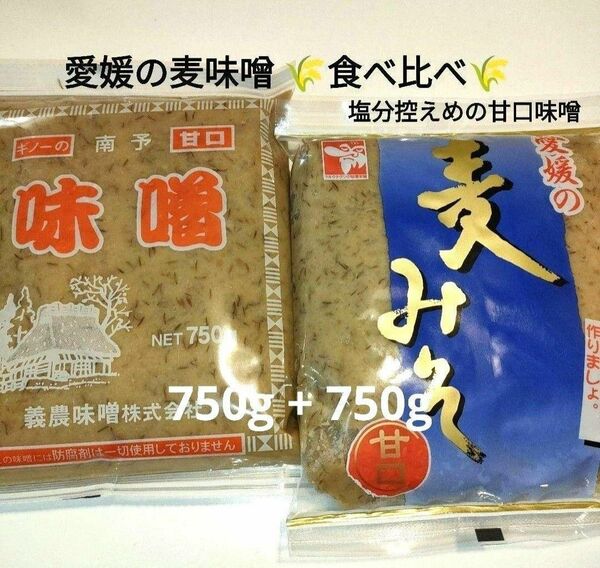 麹たっぷり愛媛の麦味噌 ギノー味噌 南予の麦味噌and矢野味噌 麦みそ 食べ比べセット