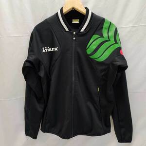 【中古】ATHLETA ジップアップ ブルゾン ジャンバー ブラック Mサイズ サッカー フットサル ウェア アウター ウォームアップ アスレタ