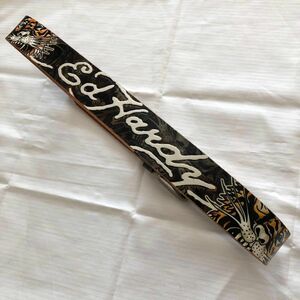 Ed Hardy レザーベルト　エドハーディー　HAND MADE 虎　タイガー　ハンドメイド　本革　黒　総柄　ブラック