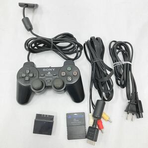 SONY ソニー PS2 プレイステーション2 SCPH-18000 ブラック コントローラー AC/AVケーブル リモコン他付属 R阿0329の画像7