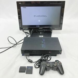 SONY ソニー PS2 プレイステーション2 SCPH-18000 ブラック コントローラー AC/AVケーブル　リモコン他付属　R阿0329