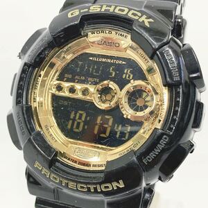 動作品 CASIO カシオ G-SHOCK GD-100GB ワールドタイム クオーツ メンズ腕時計 デジタル ブラック×ゴールド R店0506☆