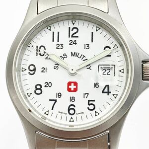SWISS MILITARY Swiss Military 3304 quarts men's wristwatch white face Date R shop 0506*