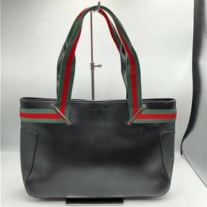 GUCCI グッチ トートバッグ 73983 002058 シェリーライン キャンバス×レザー ブラック