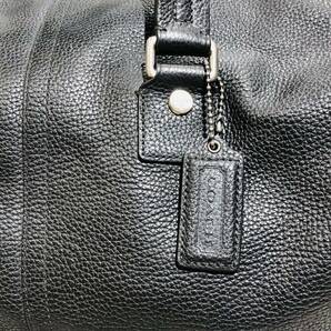 COACH コーチ レザー ボストンバッグ 黒 ブラック ストラップ付の画像4