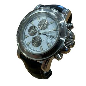 MONTBLANC Montblanc chronograph quarts diver round 200m 7037 wristwatch silver group × black group operation 