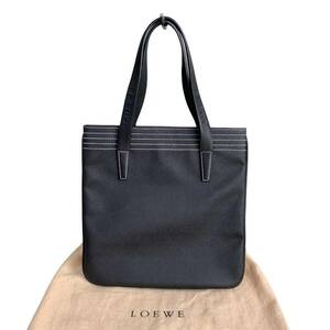 美品 LOEWE ロエベ アナグラム ミニハンドバッグ PVC×レザー ブラック