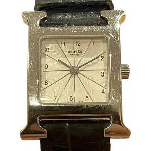 HERMES エルメス Hウォッチ クオーツ HH1.210 SS レディース 白文字盤 社外ベルト 腕時計の画像2