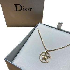 Dior ディオール Christian Dior クリスチャン ディオール スター モチーフ ロゴ プレート ネックレス ゴールドカラー ネックレス