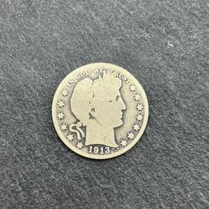 アメリカ銀貨バーバー ハーフダラー 50セント 1/2ドル 1913年 約11.4ｇ アンティークコイン コレクション