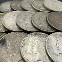 1円 アメリカ銀貨 約373ｇ 14枚 1ドル ダラー ピース 自由の女神 アンティークコイン コレクション_画像3