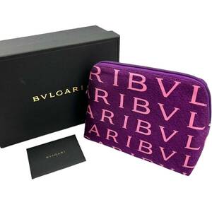 １円BVLGARI ブルガリ ポーチバッグ ポーチ バイオレットピンク 箱付き