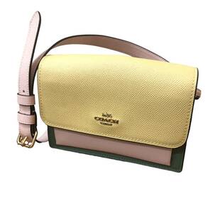 COACH コーチ ミニショルダーバッグ マルチカラー A2178　6422 レザー ショルダーバッグ 　カラフル　イエロー　2WAY　ウエストバッグ