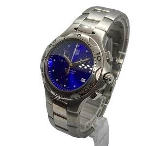 TAG HEUER TAG Heuer drill um chronograph Date blue face men's SS Professional 200M wristwatch 