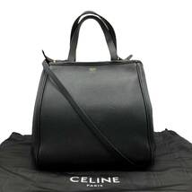 CELINE セリーヌ FOLDED CABAS フォールドカバ スモール ショルダーバッグ 2WAY レザー 黒_画像1