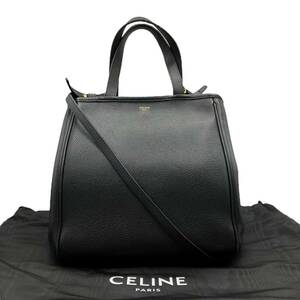 CELINE セリーヌ FOLDED CABAS フォールドカバ スモール ショルダーバッグ 2WAY レザー 黒