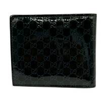 GUCCI グッチ 365466.0416 マイクログッチシマ パテントレザー 二つ折り財布 ブルー×黒 二つ折り財布 メンズ_画像5