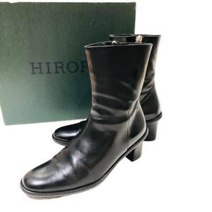 HIROFU ヒロフ レザー ショートブーツ 黒 ブラック ブーツ サイズ：22 レディース