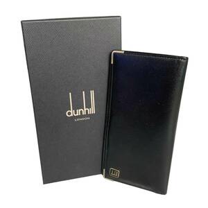 1円 Dunhill ダンヒル 二つ折り長財布 ブラック レザー