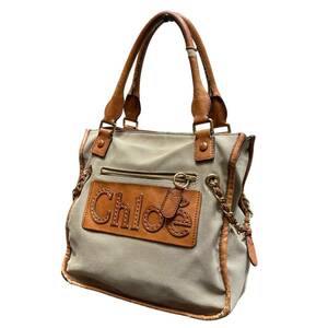 1 иен Chloe Chloe Harley цепь большая сумка парусина × кожа оттенок коричневого 