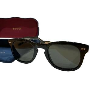 GUCCI グッチ サングラス ウェリントン GG0182S 001 49 24 145 ケース付 ブラック系×シルバー金具