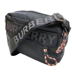 BURBERRY Burberry beautiful goods Logo ti teal Cross body bag shoulder bag nylon black 8025669