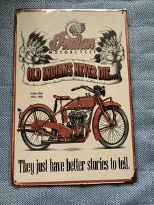  tin plate signboard Vintage interior miscellaneous goods signboard metal plate garage autograph board american miscellaneous goods bike Indian 