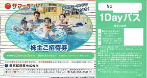 【送料無料 匿名発送】10月14日迄 夏季期間もご利用できます 東京サマーランド 株主ご招待券 1Dayパス サマーランド 東京都競馬 フリーパス