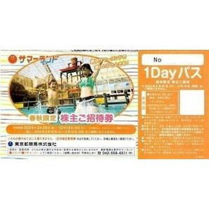 【送料無料 匿名発送】東京都競馬 株主優待 東京サマーランド 1Dayパス 春秋限定株主ご招待券 3枚 東京サマーランド の画像2