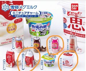 雪印メグミルク ミニチュアチャーム～乳飲料＆ヨーグルトシリーズ～３種