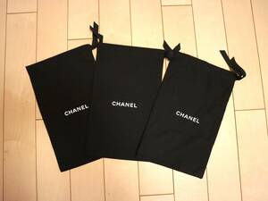 正規 未使用 CHANEL シャネル◆シューズ 保存袋 布袋 ブラック 巾着 袋 ブラック 3枚の出品 1枚の価格 ご希望枚数指定 