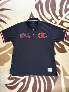 CHAMPION 半袖ポロシャツ／Ｌサイズ／ネイビー ／USA／チャンピオン