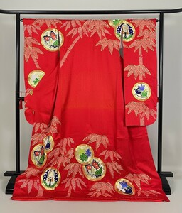 IROHA* discount long-sleeved kimono *[ta0887] large long-sleeved kimono . under wedding Japanese clothes * piece embroidery [ red ][ used ] with defect 