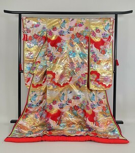 IROHA* colorful wedding kimono *[ta0508] Japanese clothes wedding wedding [. -ply piling ] Gold [ used ]