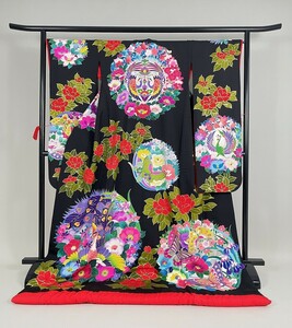 IROHA* colorful wedding kimono *[ta0315] Japanese clothes wedding wedding [.. author autumn mountain chapter ] black [ used ]