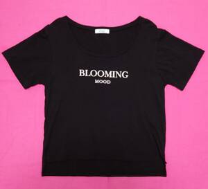 DelyleNOIR黒BLOOMINGレディーTシャツデイライルノアールブラックトップスカットソー半袖ショート丈へそ出しくびれエロカワ