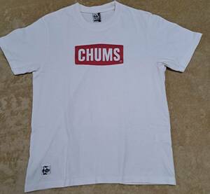 ★チャムス CHUMS　半袖 Tシャツ　Mサイズ　白色　チャムスロゴ　定番バージョン 　美品！