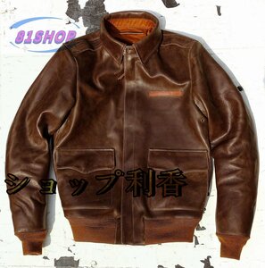 ホースハイド 40\'s TYPE A-2 フライトジャケット ブラウン サイズ選択可 WWII 大戦 1942 タンニン鞣し レザー 牛革