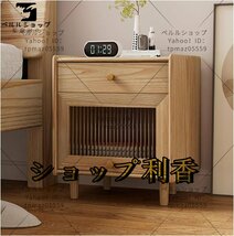 アッシュ材サイドテーブル ソファリビングルームローテーブル レトロスタイルベッドサイドテーブル 寝室用 木材の色 40cm_画像4