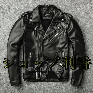 品質保証☆レザージャケット 上品　本革 羊革　ライダースジャケット メンズファッション バイクジャケット 　 革ジャン