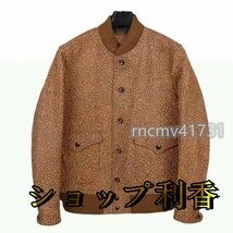 高品質 レトロな牛革の本革の野球服男性用ヒョウ柄の色柄 M～4XL_画像4