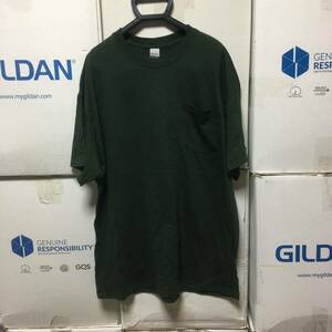 GILDAN フォレストグリーン XL サイズ 深緑 半袖無地Tシャツ ポケット付き 6.0oz ギルダン