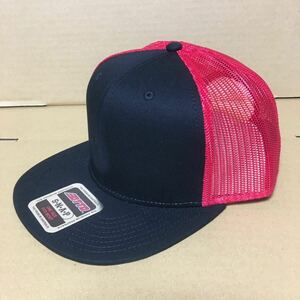 OTTO メッシュキャップ コットンツイルフラットバイザー ブラック黒/レッド赤(ブラックバイザー) 赤黒 赤色 帽子 USA アメリカ 野球帽.無地