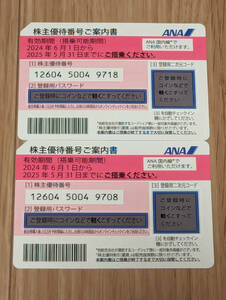 【送料無料】ANA株主優待券２枚セット（有効期間：2024年6月1日～2025年5月31日）