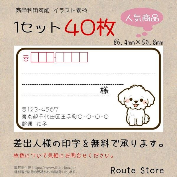 宛名シール 差出人シール 宛名ラベル かわい マルチーズ わんちゃん 犬