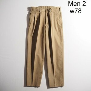 M3217P　▼HEUGN ユーゲン▼　23SS TROUSER 035 GEORGE 2プリーツ コットンチノ テーパード ワイドパンツ ベージュ 2/M 春～秋 rb mks