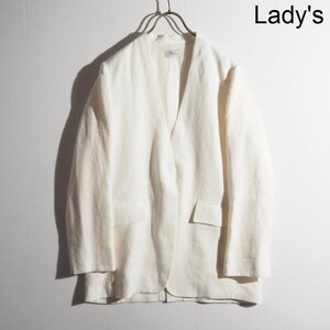 M6650P　▼Lisiere リジェール アパルトモン▼　23SS Linen No Collar Jacket リネン ノーカラージャケット ホワイト / 白 春夏 rb