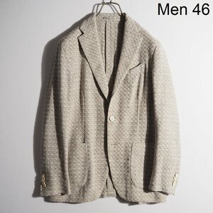 K8436P　▼LARDINI ラルディーニ▼　織り柄 コットンリネン 3B テーラードジャケット ベージュ 46 タイトフィット 春夏 rb mks