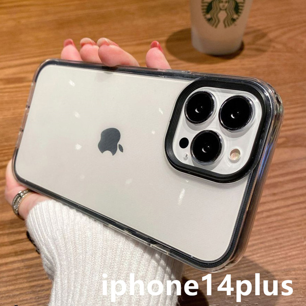 iphone14plusケース カーバー TPU 耐衝撃 お洒落 シンプル ブラック1