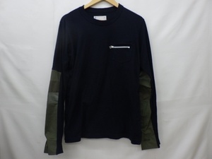 サカイ sacai 21-02515M Tシャツ 長袖 メンズ 男性用 コットン 綿 ネイビー 紺色 中古品 240507